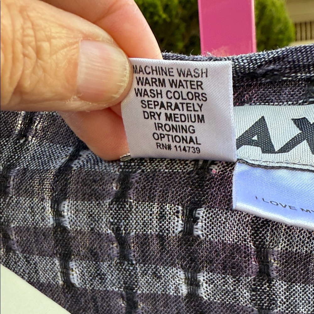 FLAX Linen Tunic Dress in Midnight & Slate Check – Size L - Picture 7 of 7